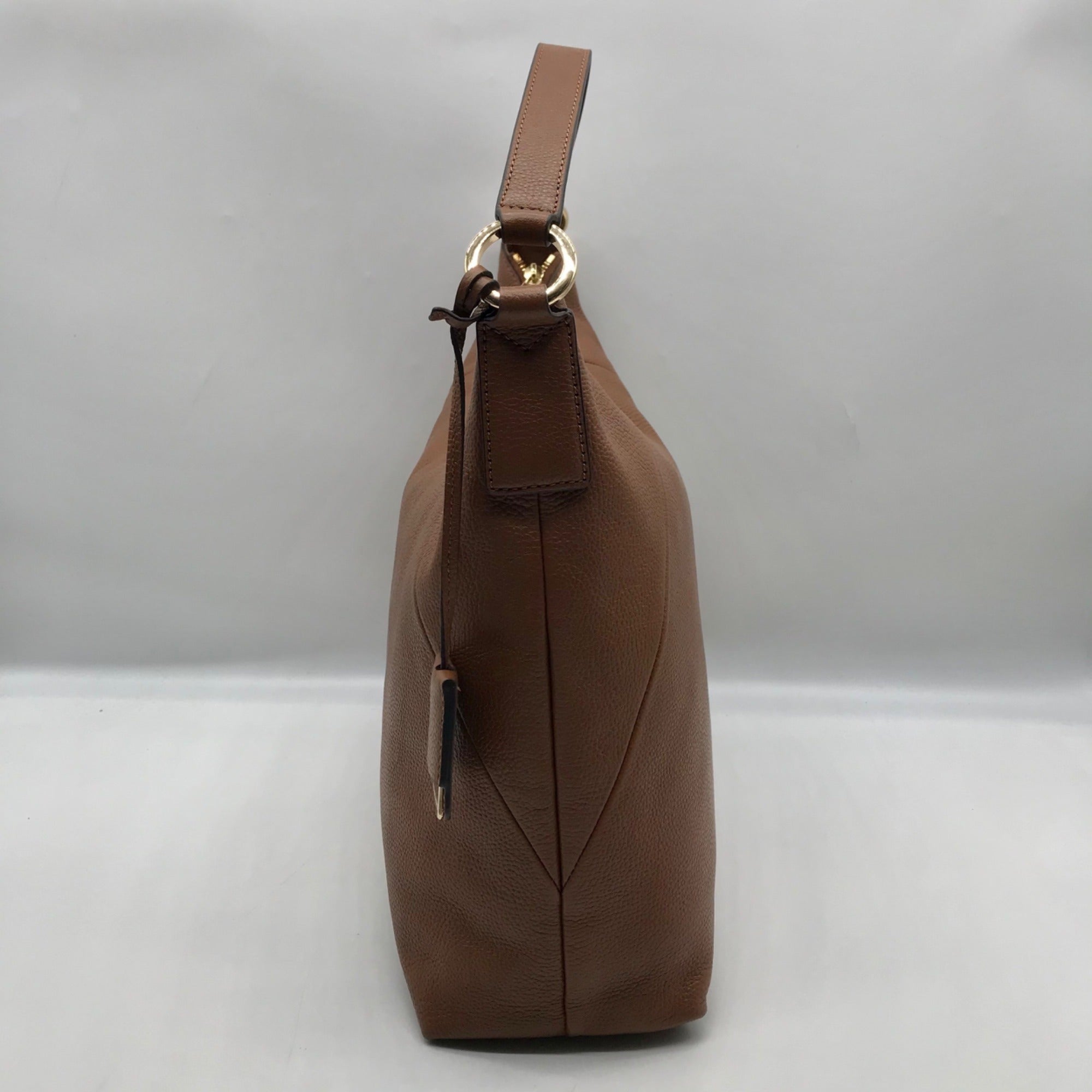 Michael Kors Brown Pebbled Leather Karson Shoulder Bag