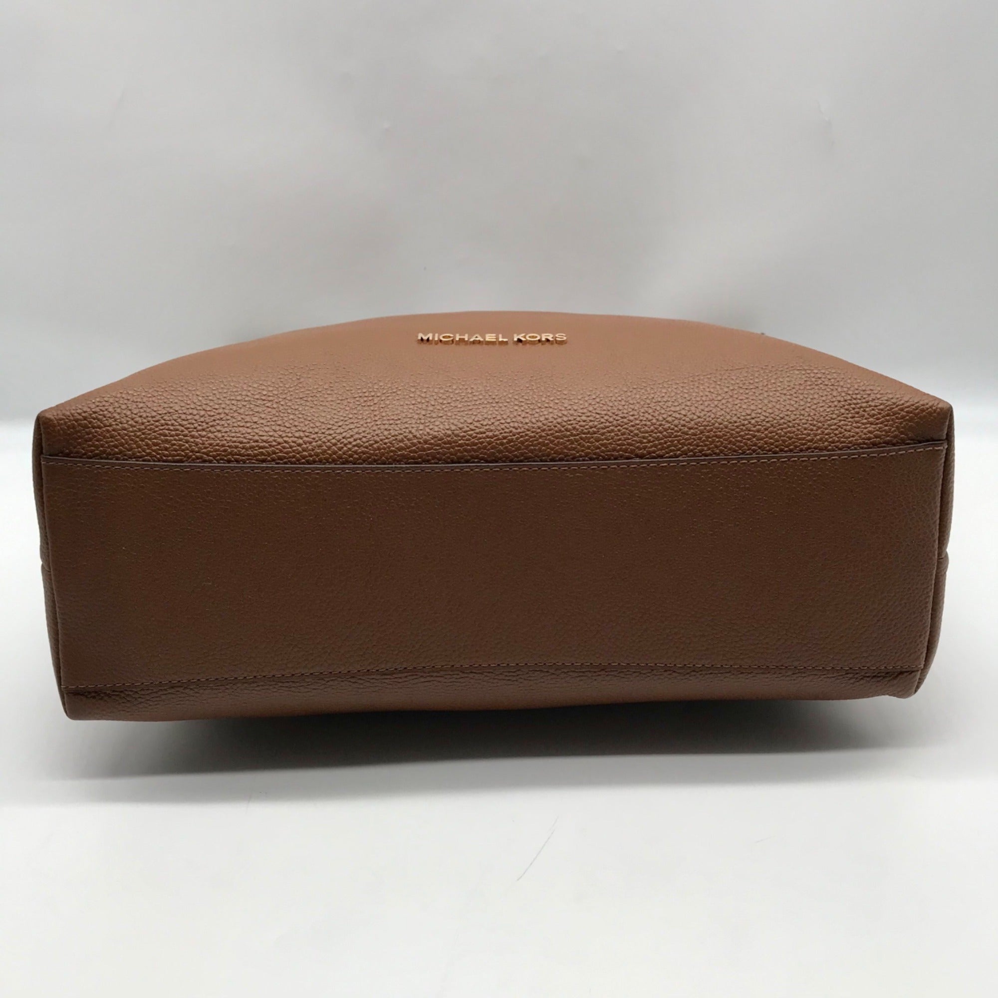Michael Kors Brown Pebbled Leather Karson Shoulder Bag