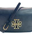 Tory Burch Britten Black Pebbled Leather Convertible Crossbody