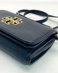 Tory Burch Britten Black Pebbled Leather Convertible Crossbody