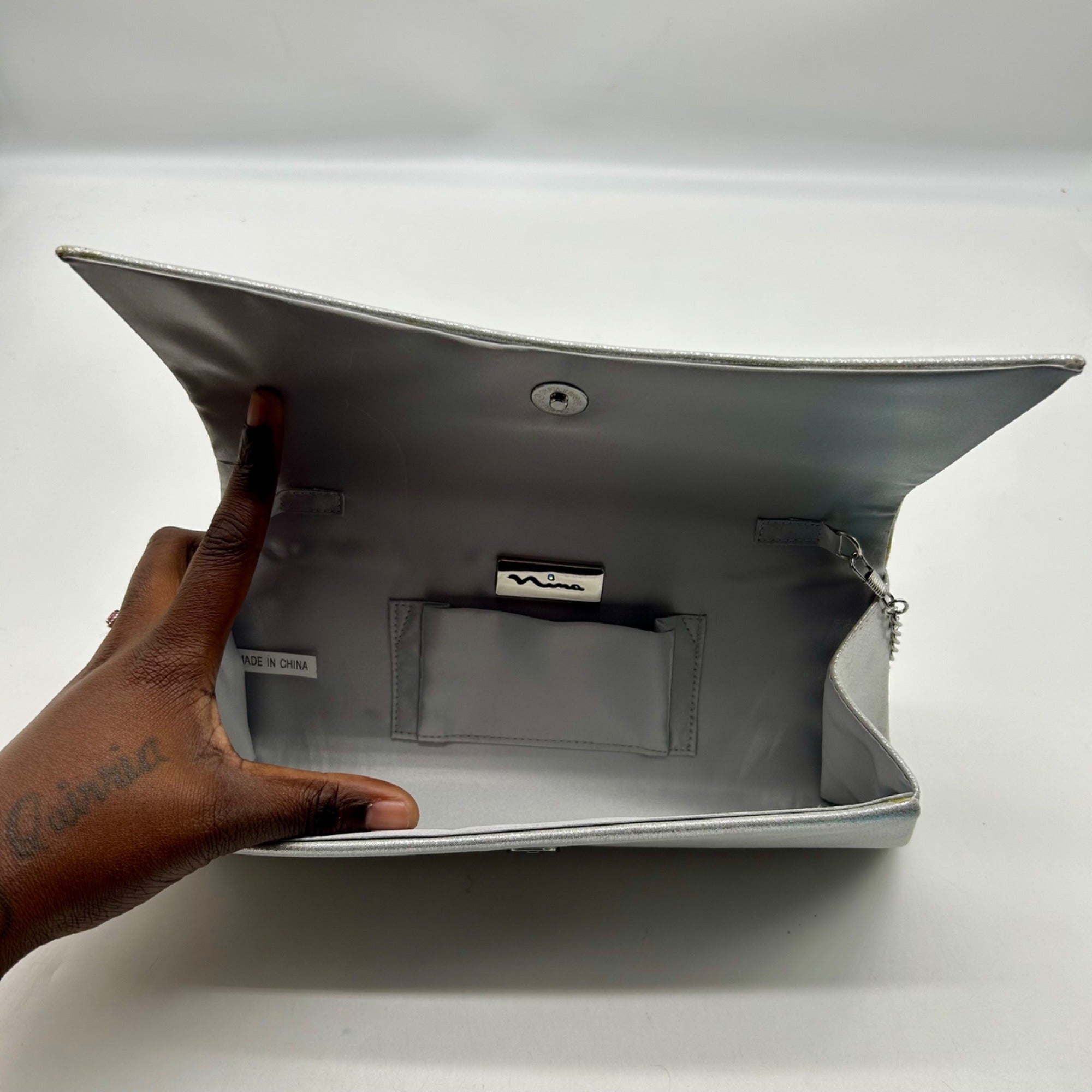 Nina Silver Evening Clutch Bag