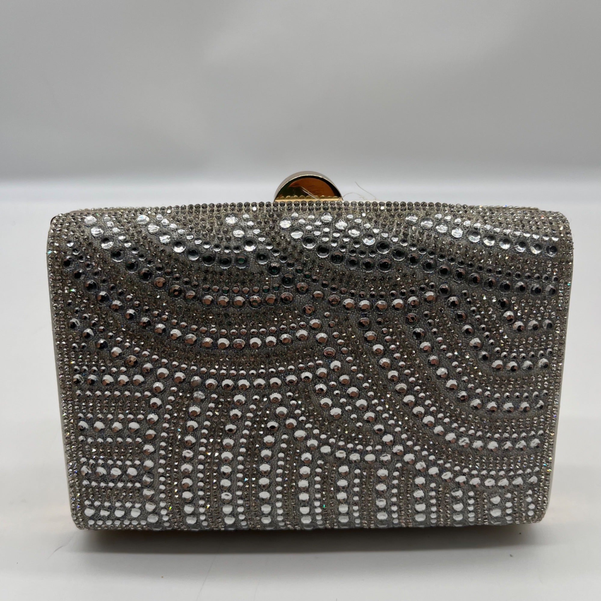 Perry White Silver Rhinestone Evening Clutch Bag