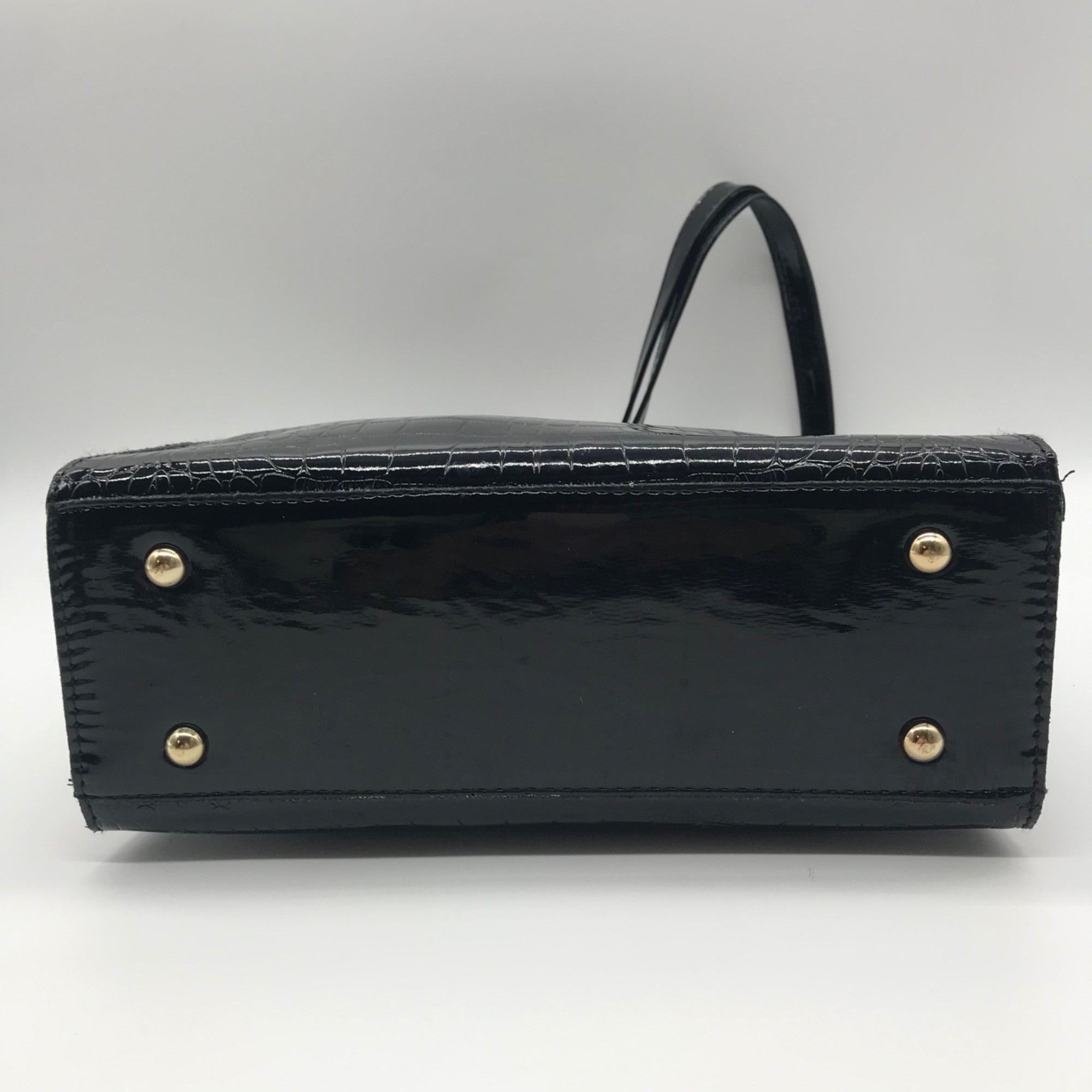 Danbaoly Black Croc-Embossed Shoulder Bag