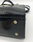 Danbaoly Black Croc-Embossed Shoulder Bag