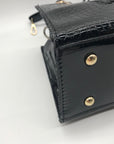 Danbaoly Black Croc-Embossed Shoulder Bag