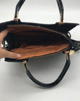 Danbaoly Black Croc-Embossed Shoulder Bag