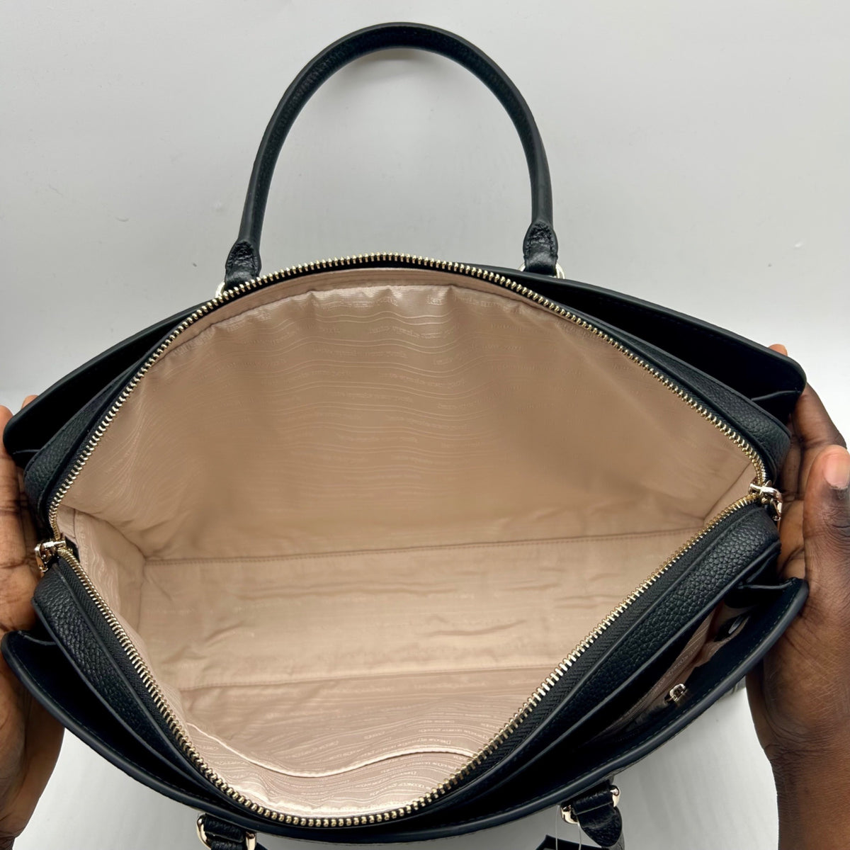 Kate Spade Black Pebbled Leather Satchel Tote Bag