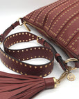 Michael Kors Brick Leather Brooklyn Grommet Feed Crossbody Bag