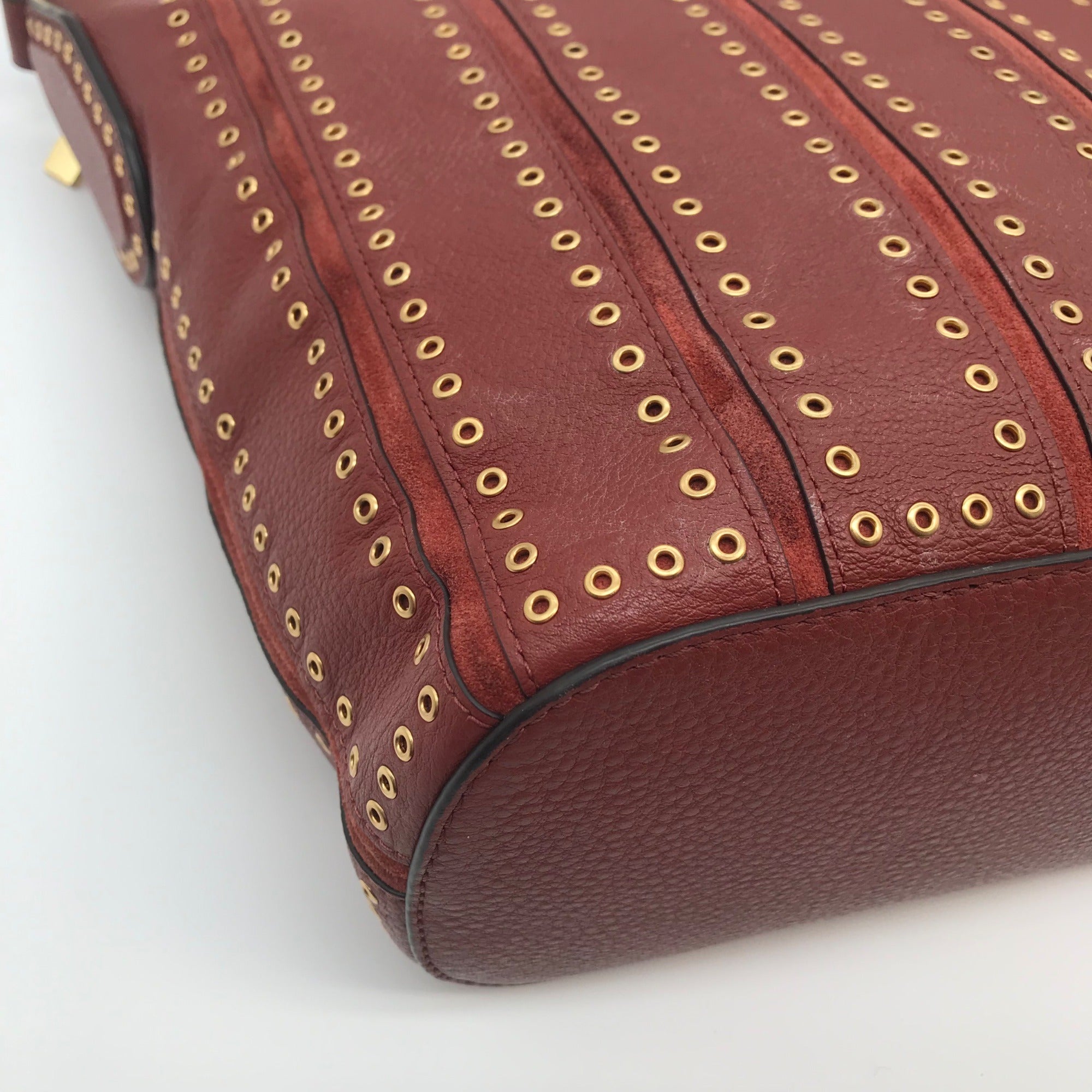 Michael Kors Brick Leather Brooklyn Grommet Feed Crossbody Bag