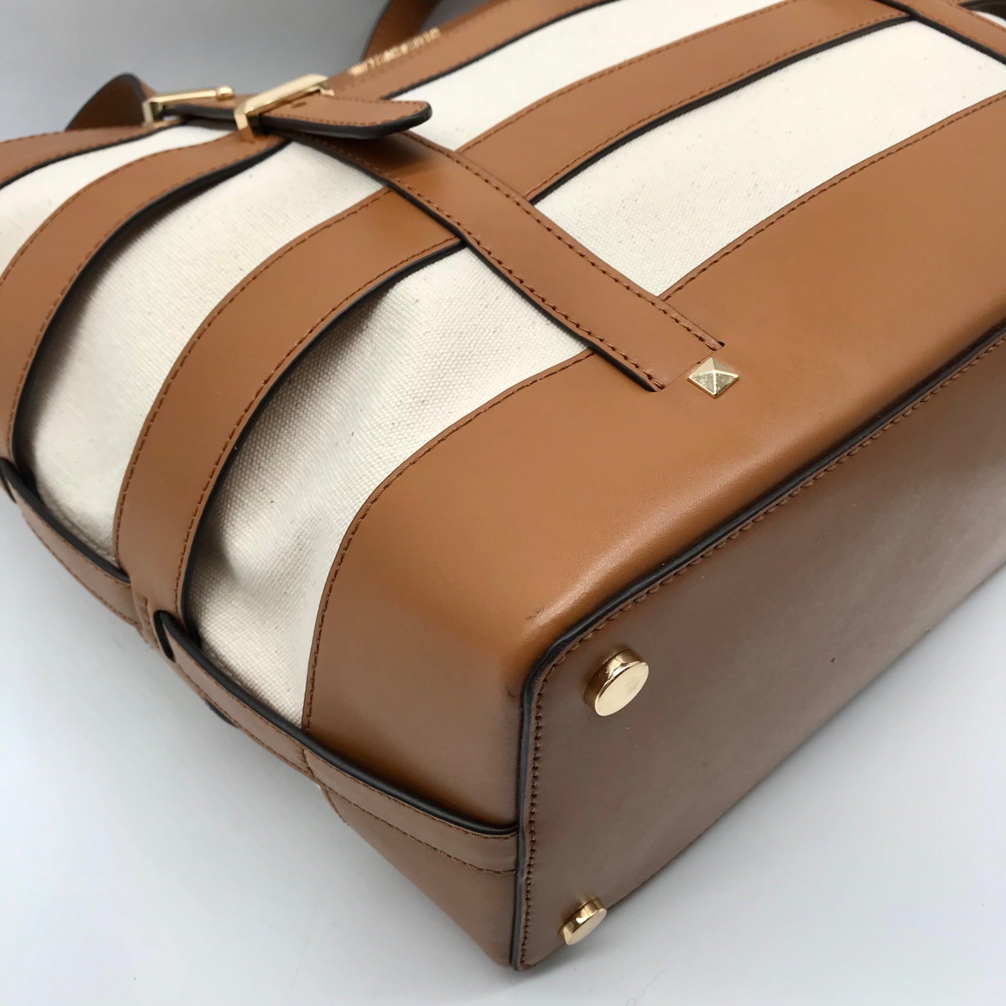 Michael Kors Natural &amp; Acorn Marie Cage Tote