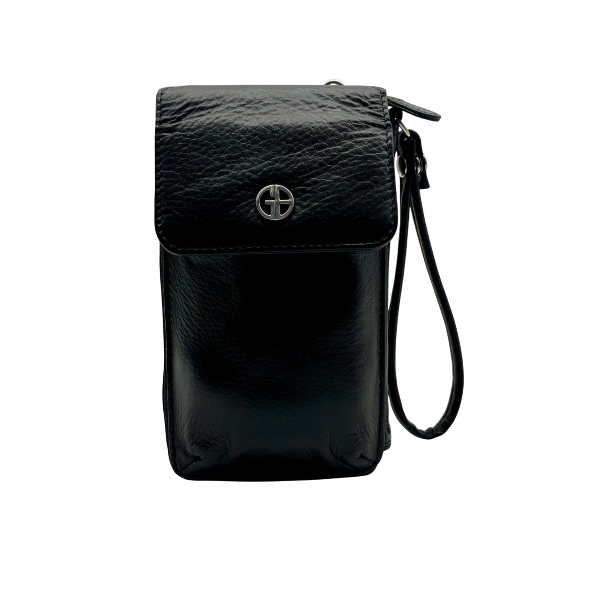Giani Bernini Black Softy Leather Tech Crossbody Wallet