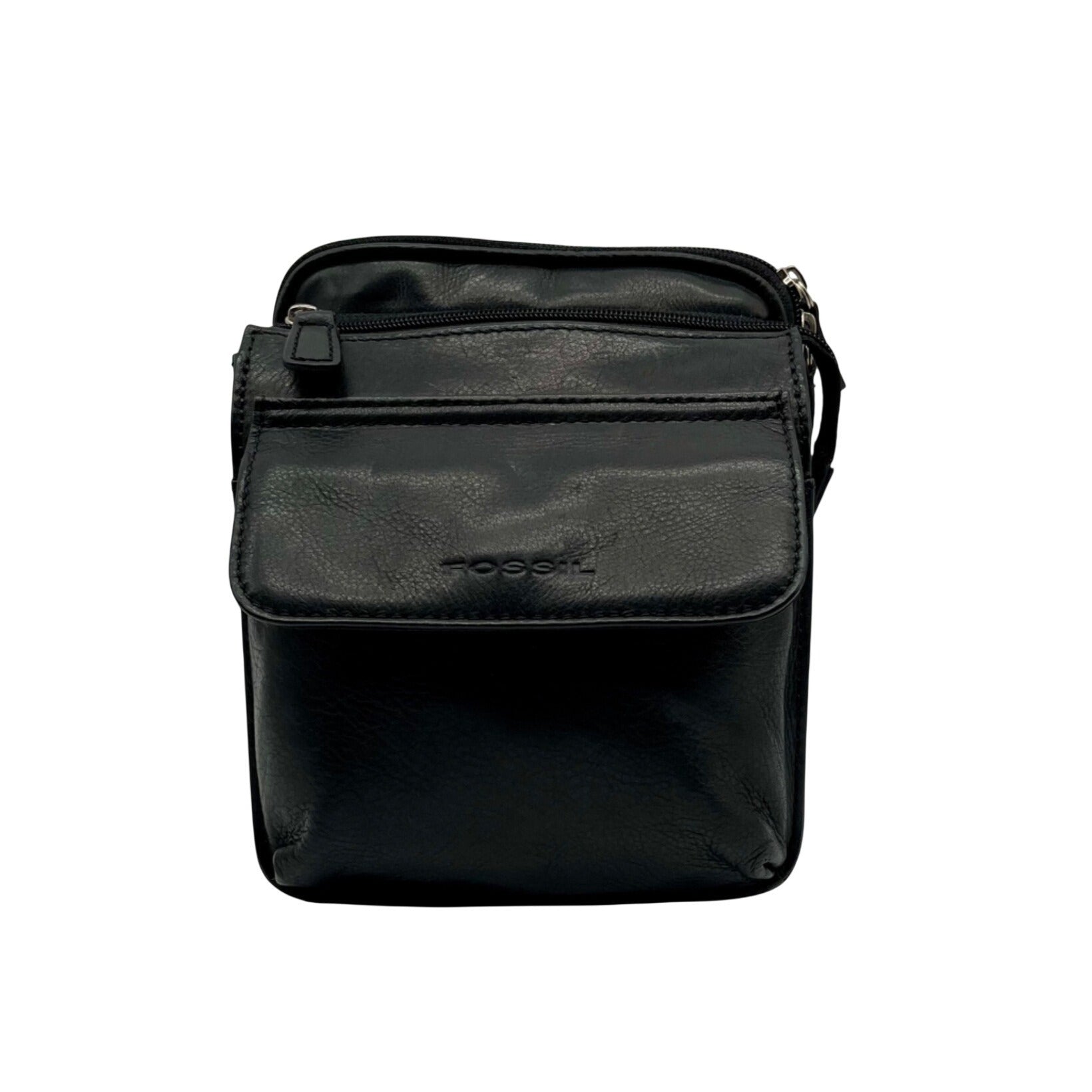 Fossil Black Padded Leather Crossbody Bag