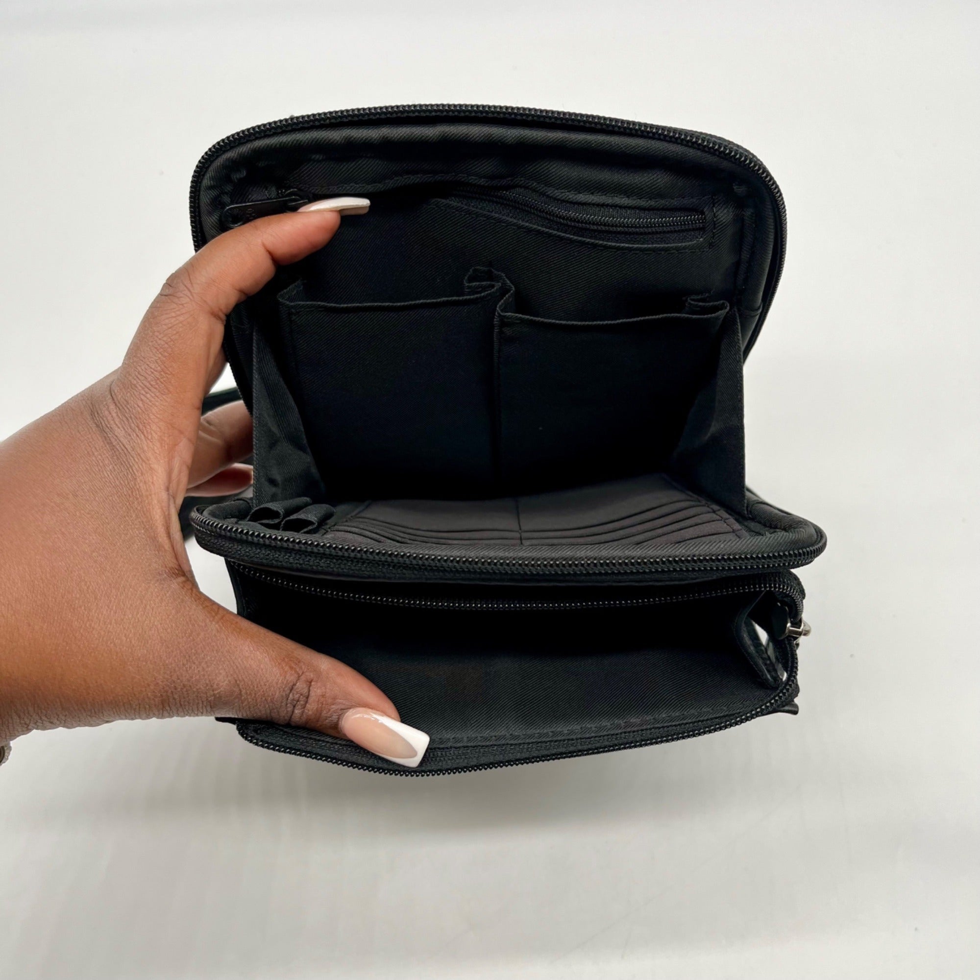 Fossil Black Padded Leather Crossbody Bag