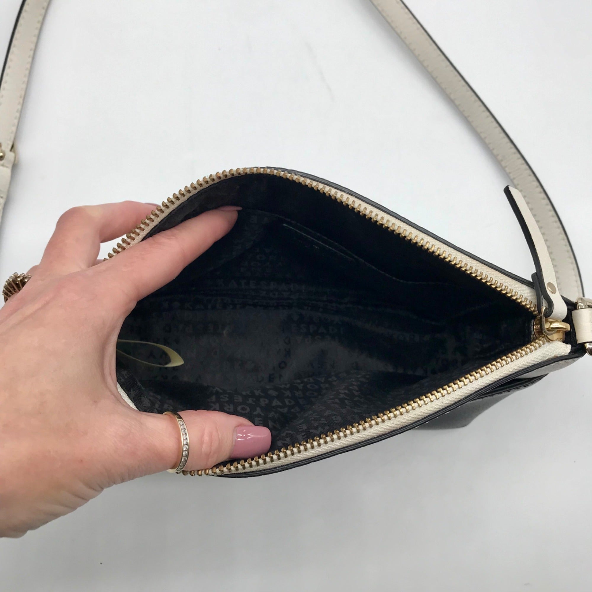 Kate Spade Black &amp; White Leather Grove Street Millie Crossbody Bag