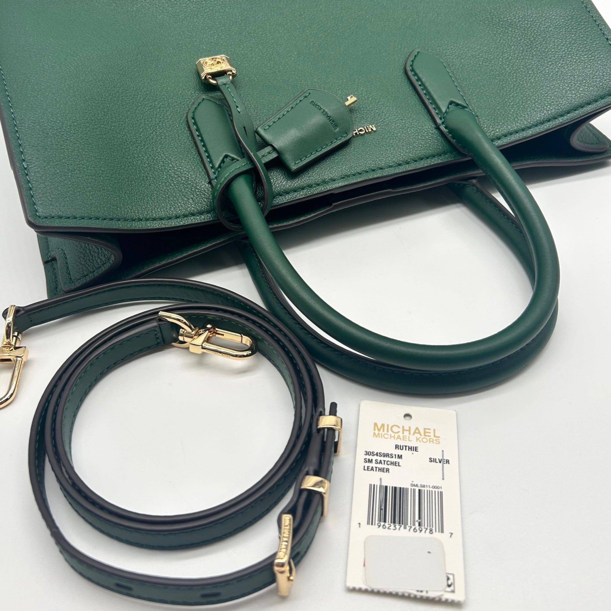 Michael Kors East West Bosco Green Leather Scarlett Satchel - NWT