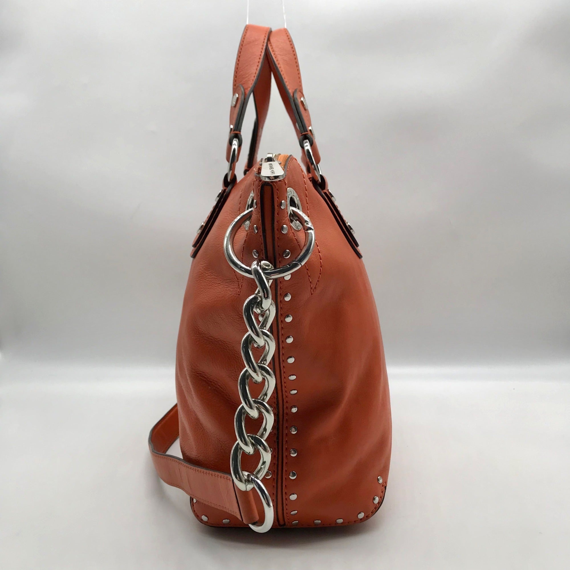 Michael Kors Tangerine Leather Astor Chain Convertible Satchel Bag