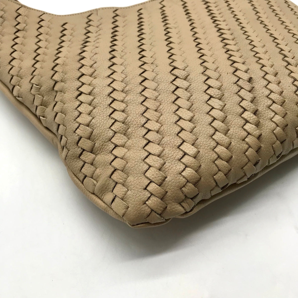 Lodis Tan Woven Leather Solstice Hobo Bag