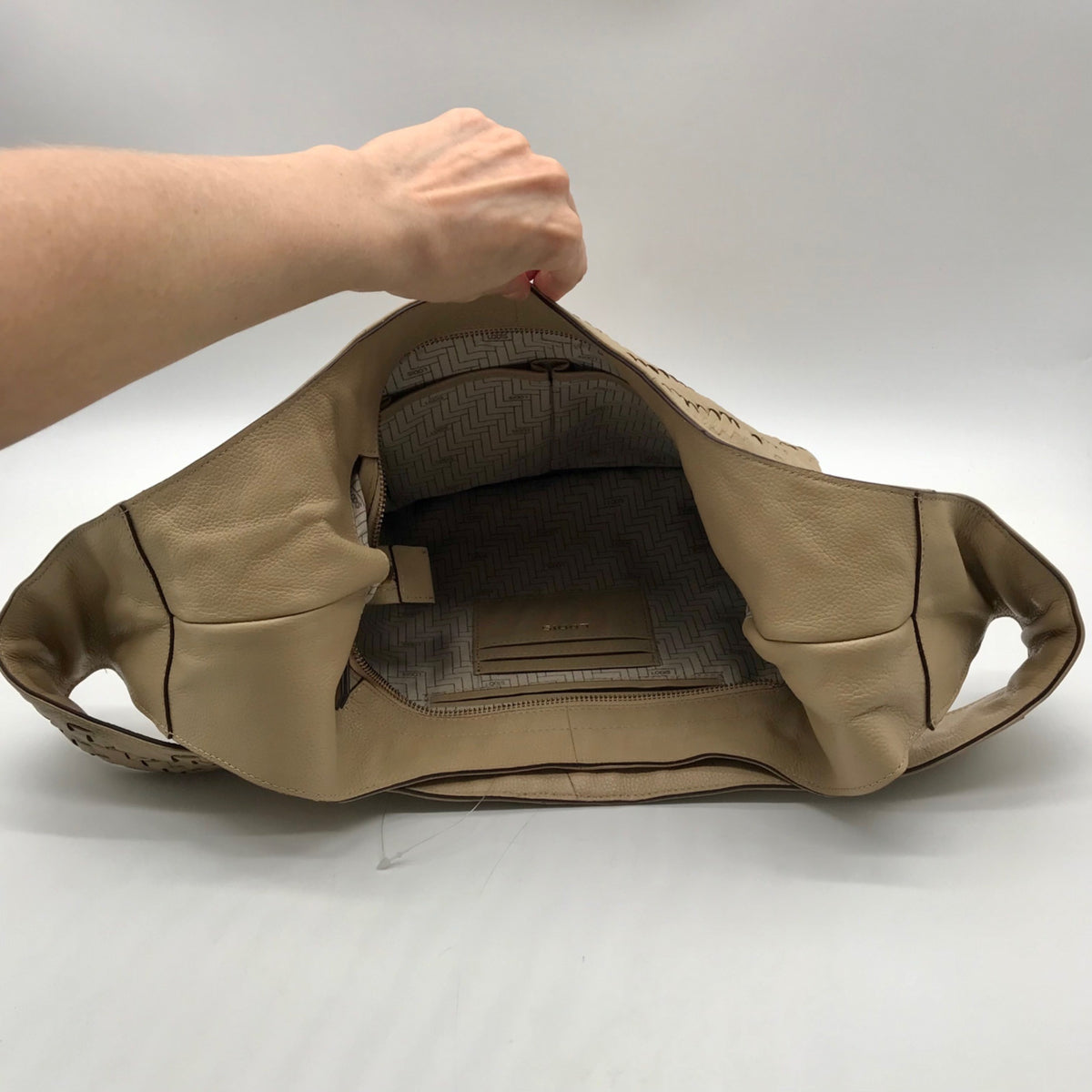 Lodis Tan Woven Leather Solstice Hobo Bag
