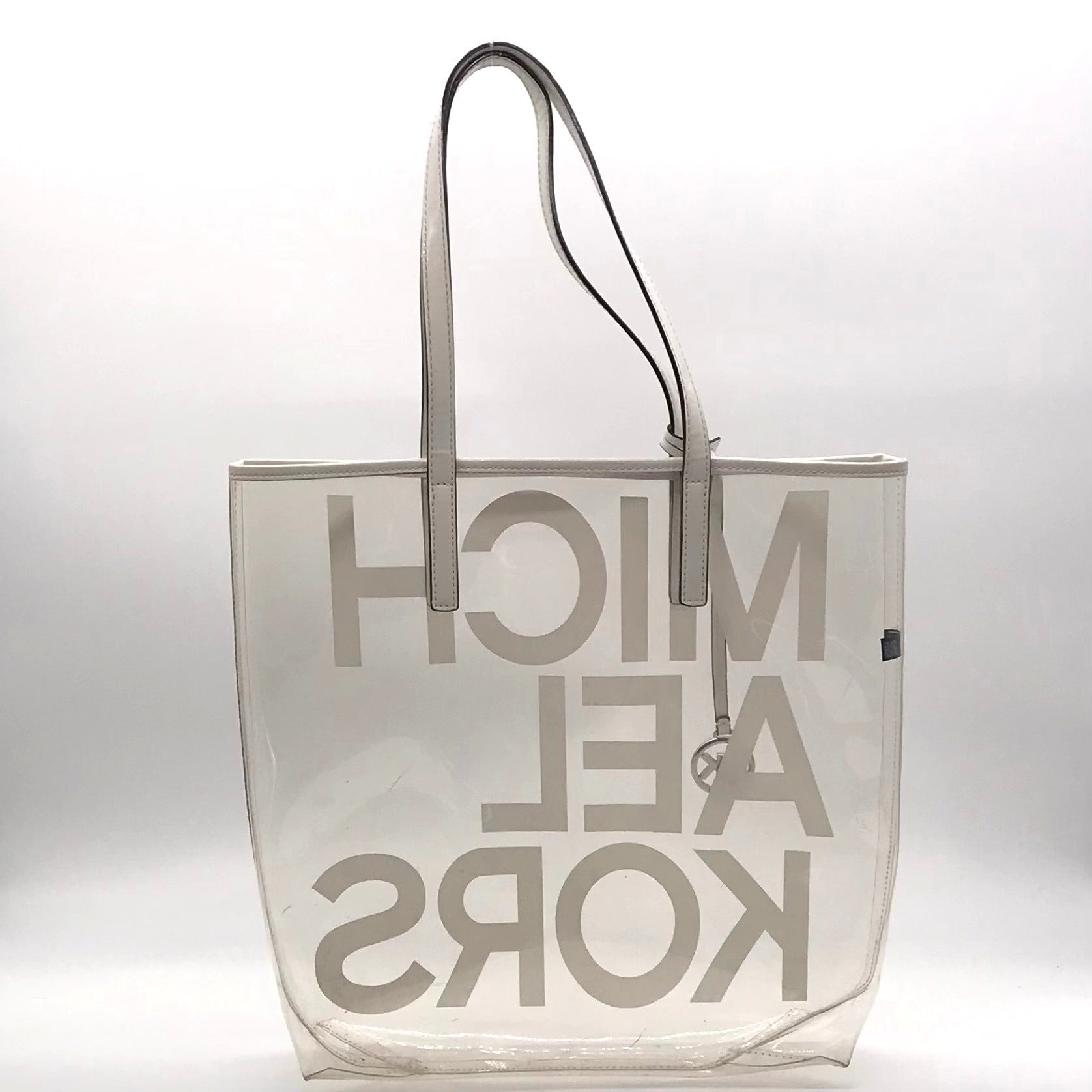 Michael Kors Clear Plastic Graphic Logo Print Tote Bag