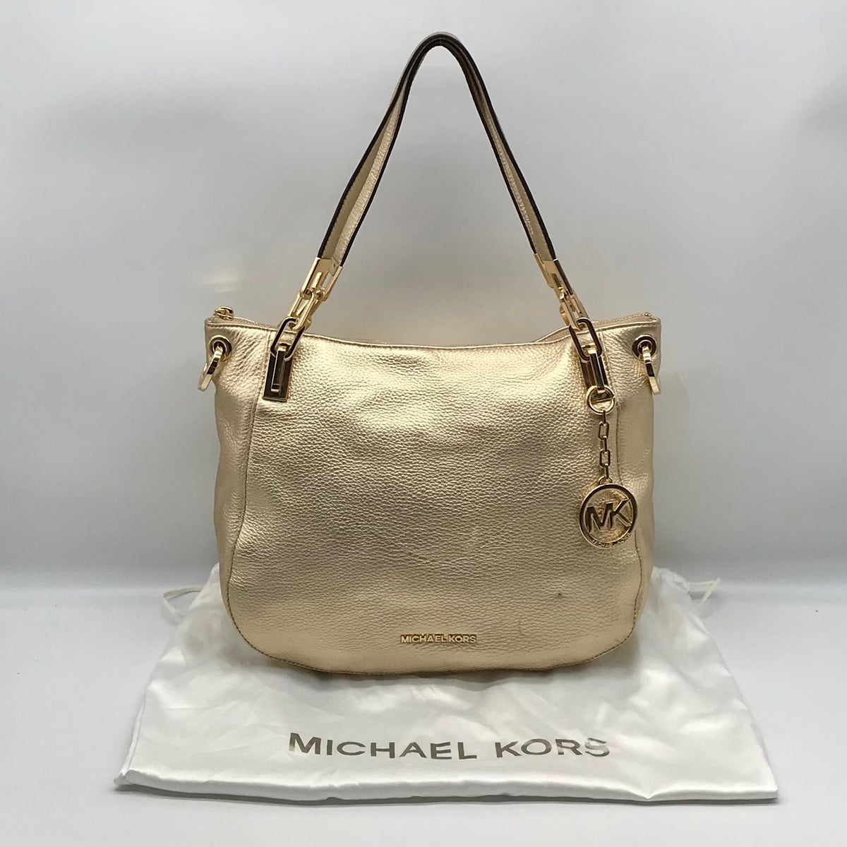 Michael Kors Metallic Gold Pebbled Leather Brooke Shoulder Bag