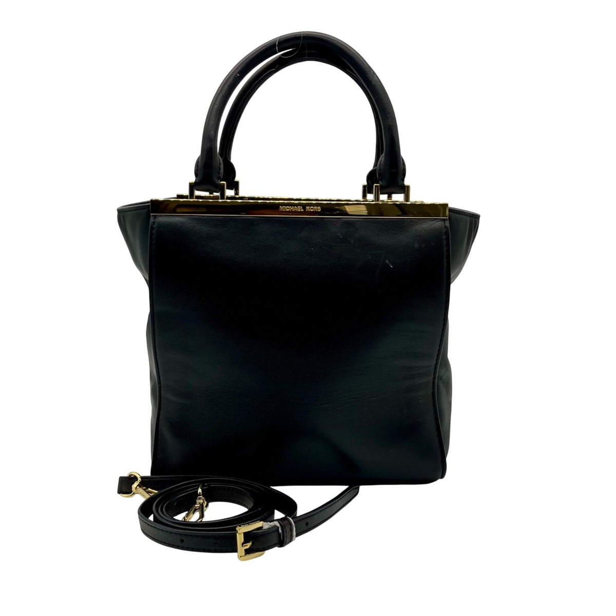 Michael Kors Black Leather Lana Convertible Satchel Bag