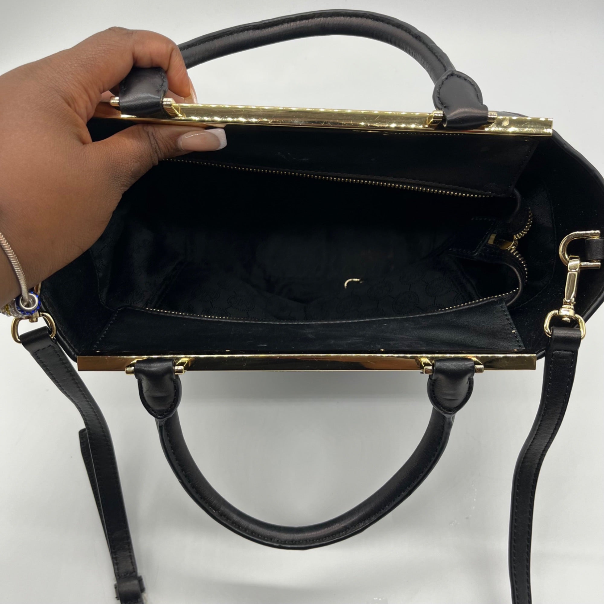 Michael Kors Black Leather Lana Convertible Satchel Bag