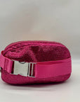 Pink Rhinestone-Embellished Waist Bag