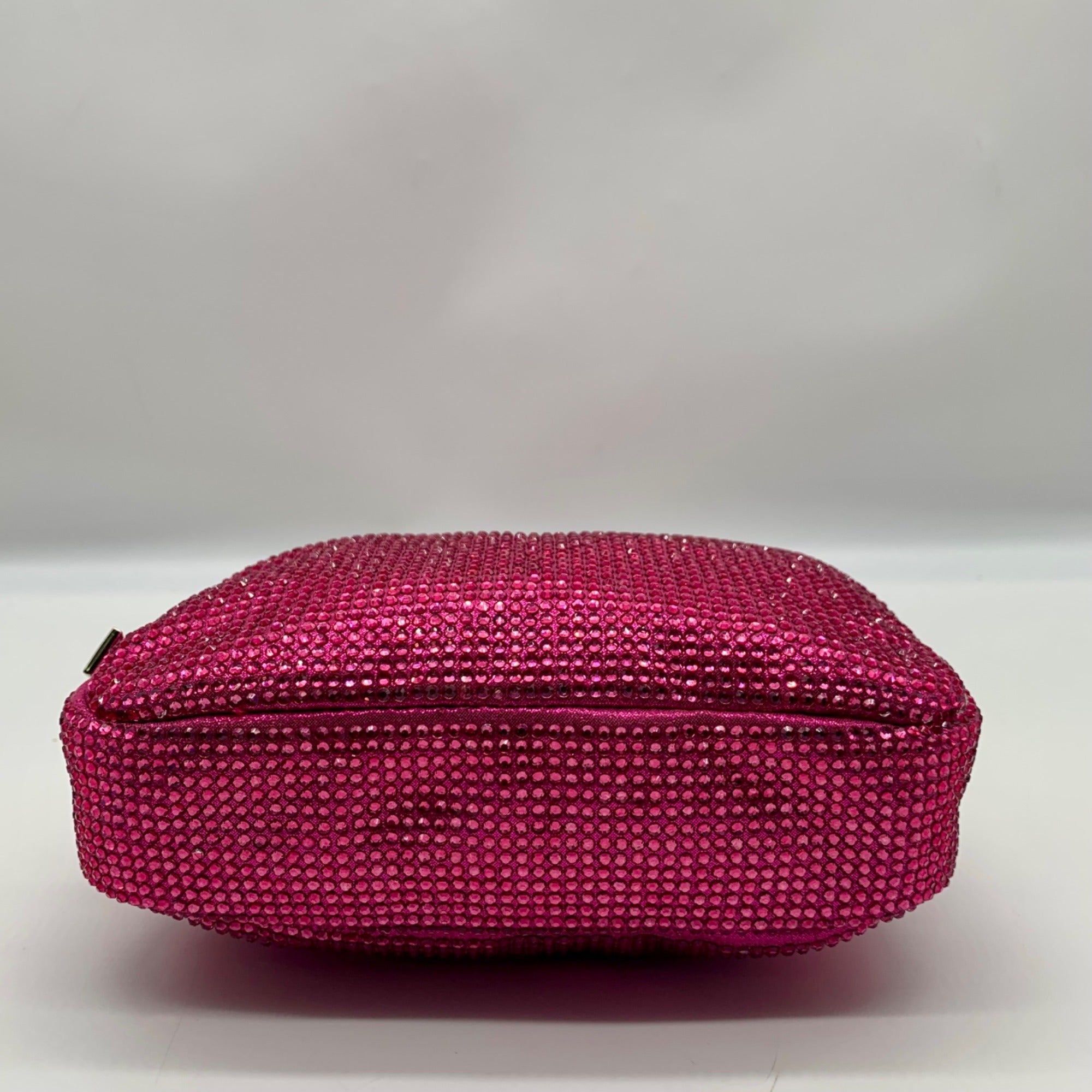 Pink Rhinestone-Embellished Waist Bag