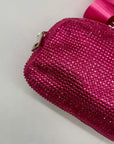 Pink Rhinestone-Embellished Waist Bag