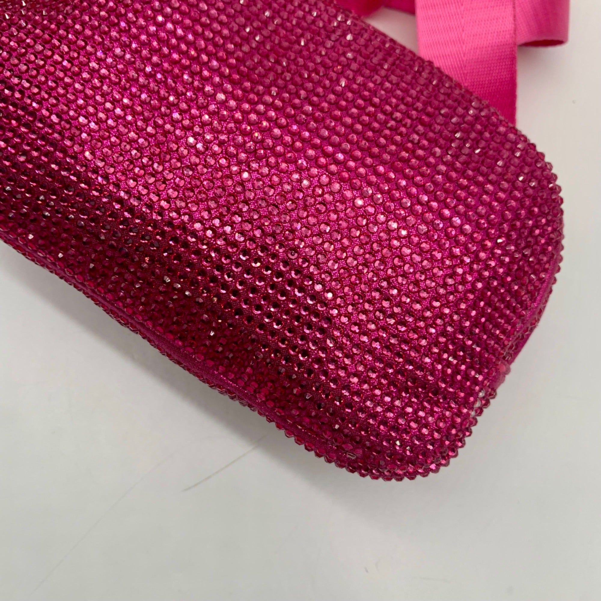 Pink Rhinestone-Embellished Waist Bag