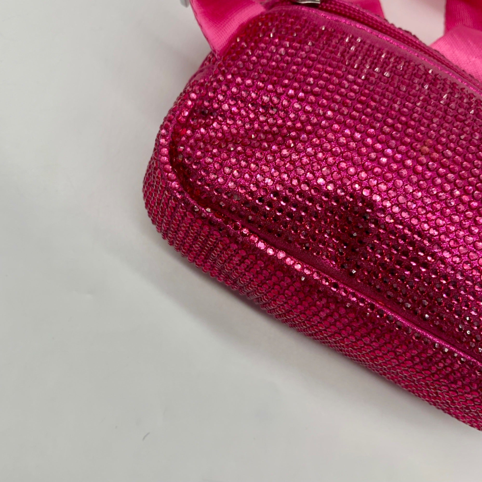 Pink Rhinestone-Embellished Waist Bag
