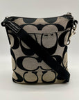 Coach Black Signature Striped Swingpack Crossbody Bag