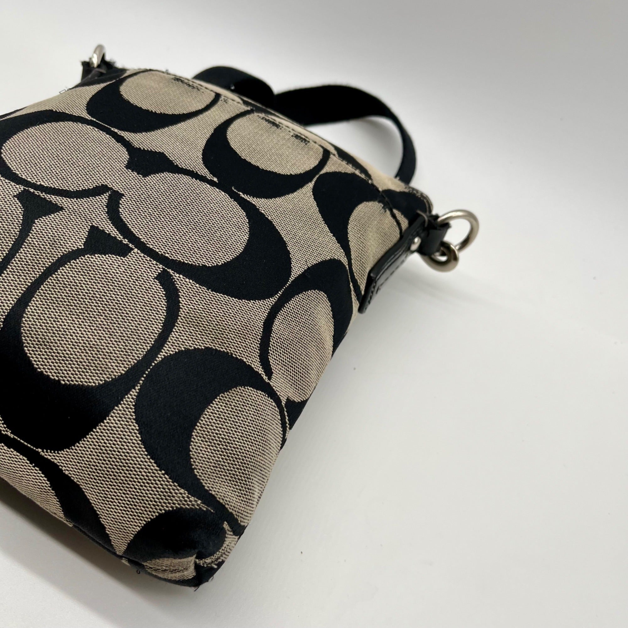 Coach Black Signature Striped Swingpack Crossbody Bag