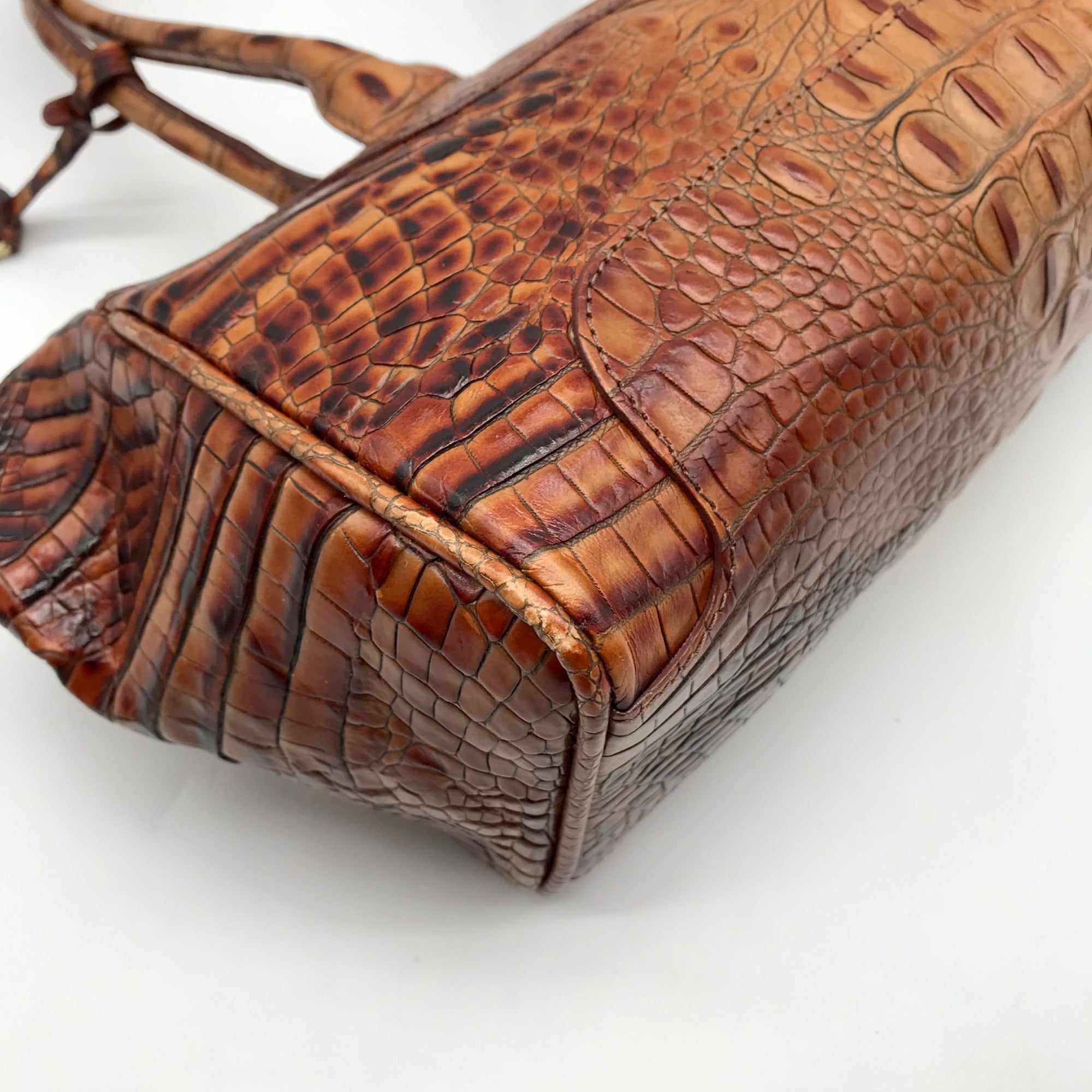 Brahmin Brown Croc Embossed Leather Vintage Paris Satchel