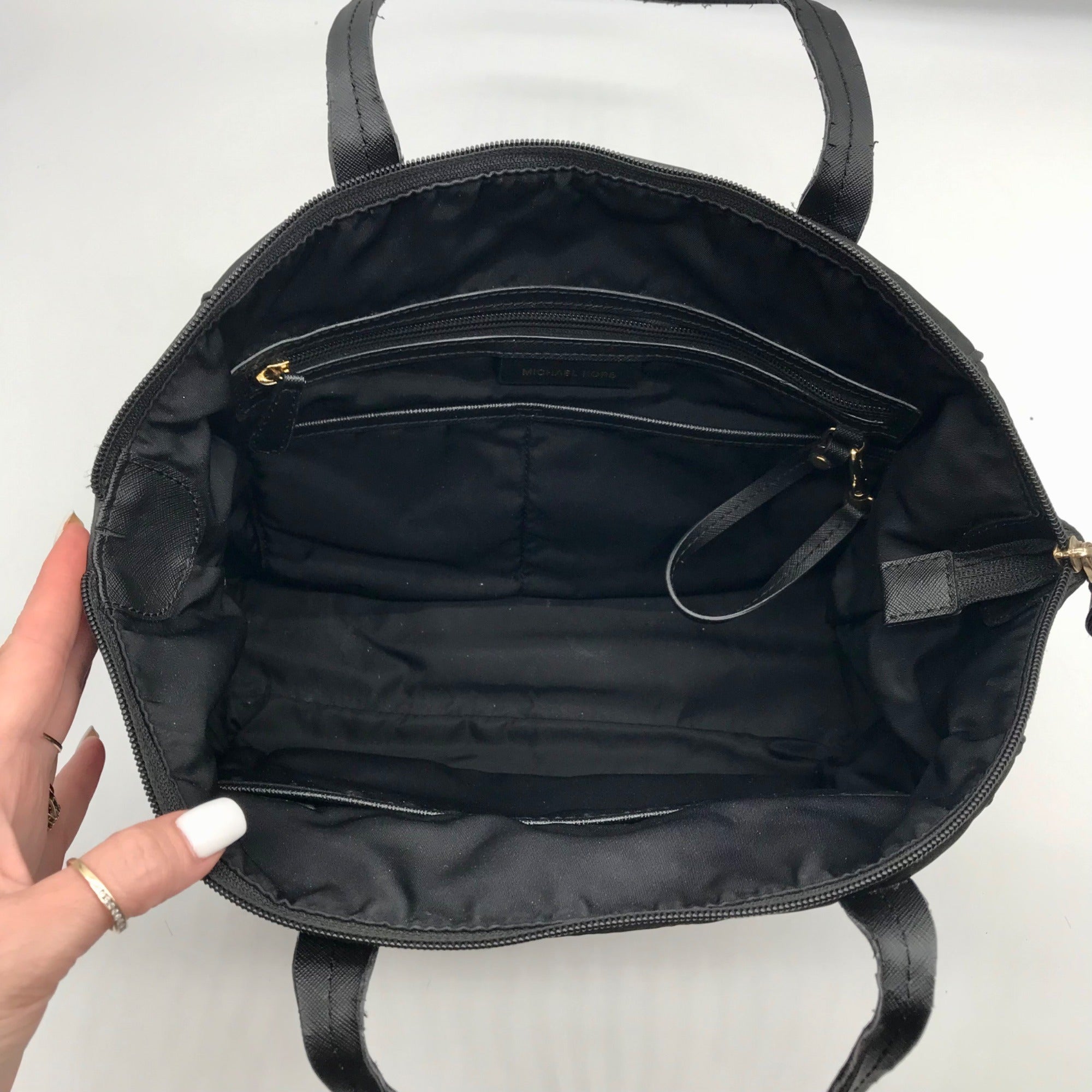 Michael Kors Black Nylon Kelsey Top Zip Tote Bag