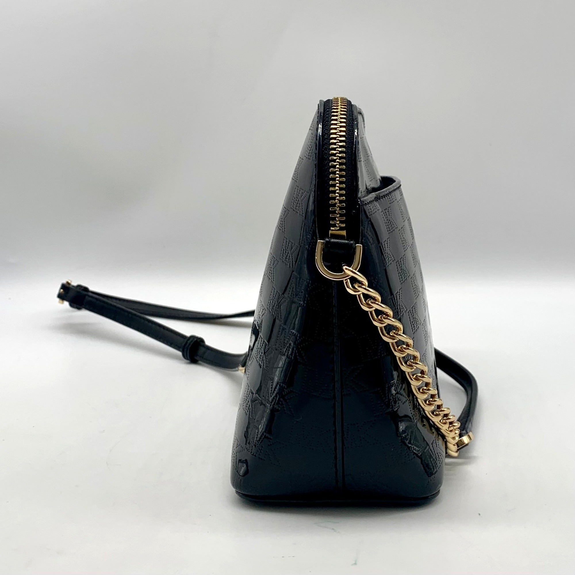 Michael Kors Black Cindy Patent Leather Dome Shoulder Bag