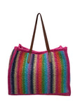 Urban Expressions Pink Multi-Color Candi Stripe Tote Bag