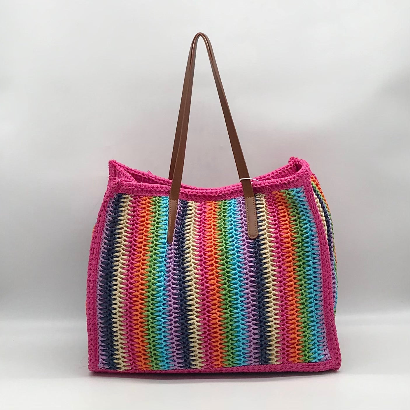 Urban Expressions Pink Multi-Color Candi Stripe Tote Bag