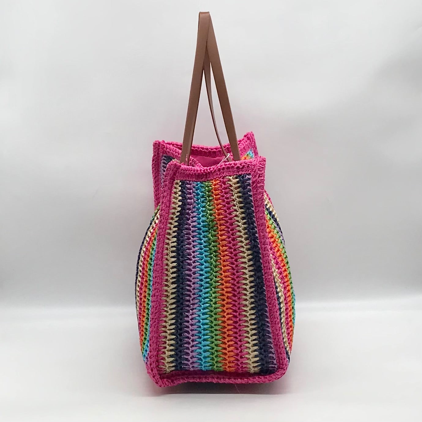 Urban Expressions Pink Multi-Color Candi Stripe Tote Bag