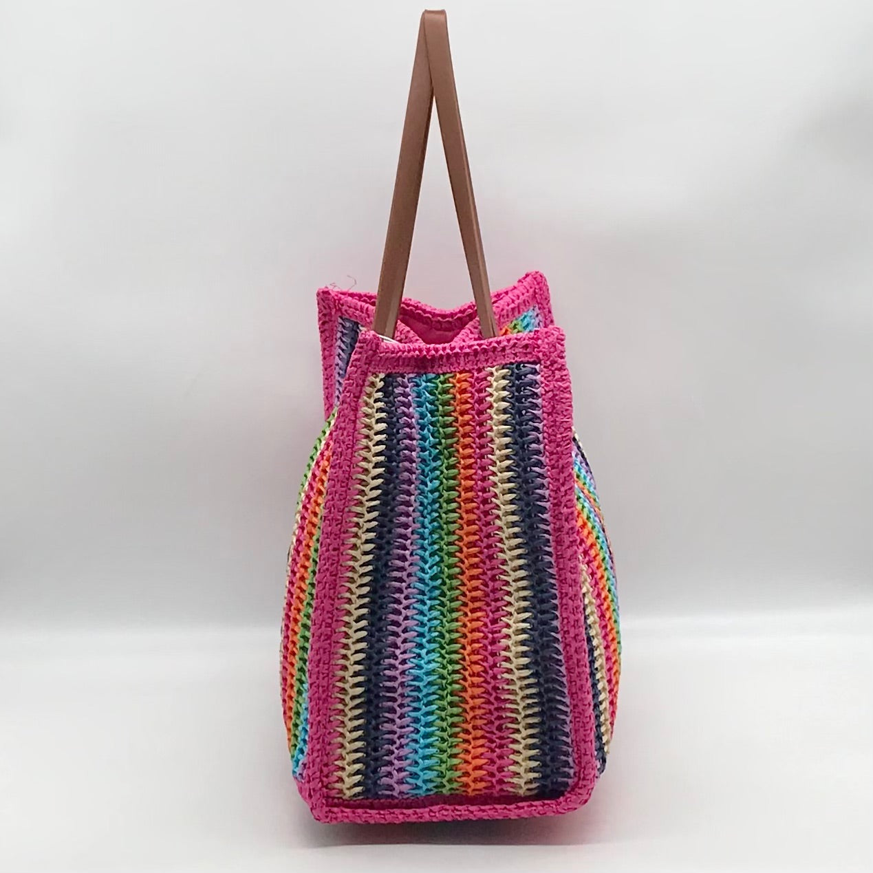 Urban Expressions Pink Multi-Color Candi Stripe Tote Bag