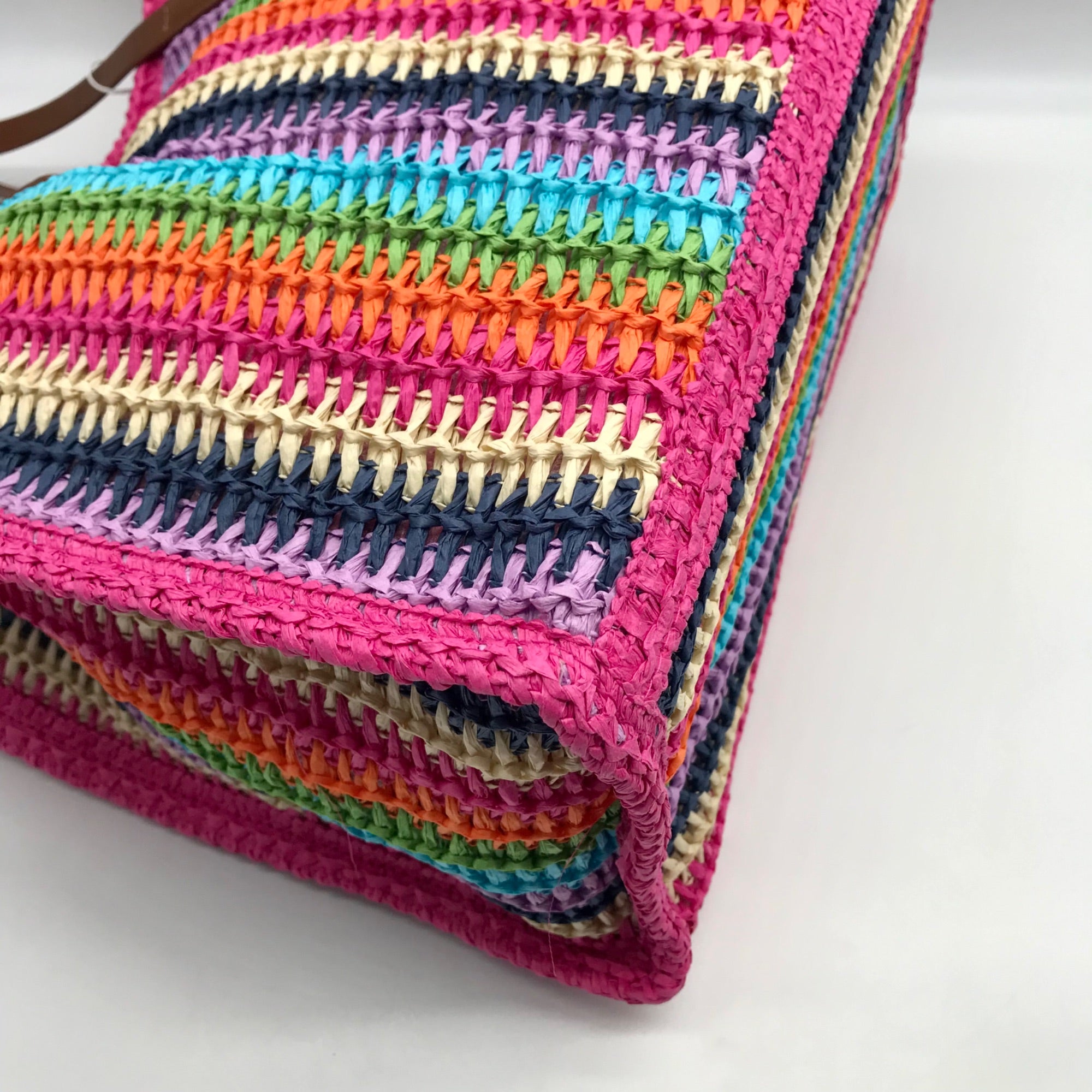 Urban Expressions Pink Multi-Color Candi Stripe Tote Bag