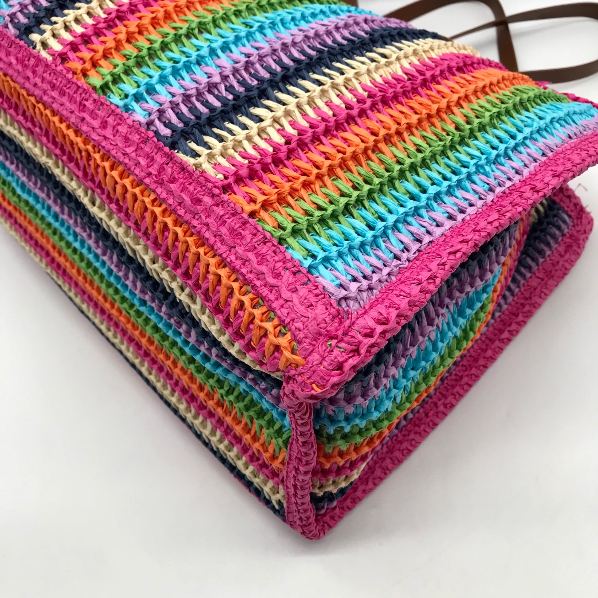 Urban Expressions Pink Multi-Color Candi Stripe Tote Bag