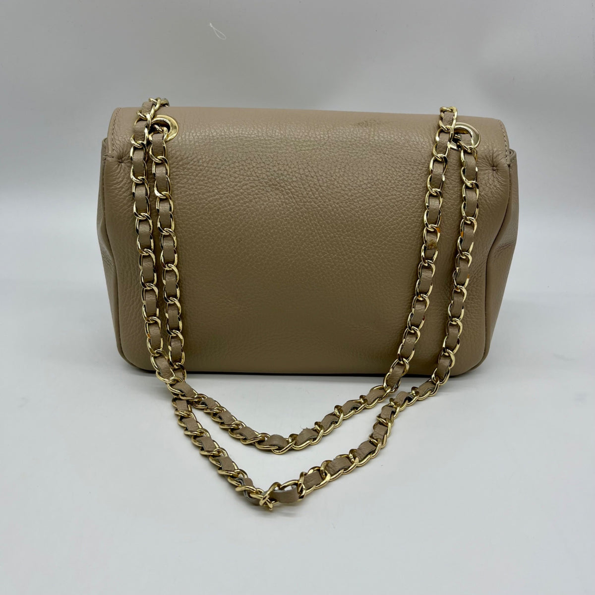 Valentino Mario Taupe Pebbled Leather Shoulder Bag