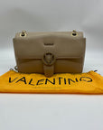 Valentino Mario Taupe Pebbled Leather Shoulder Bag