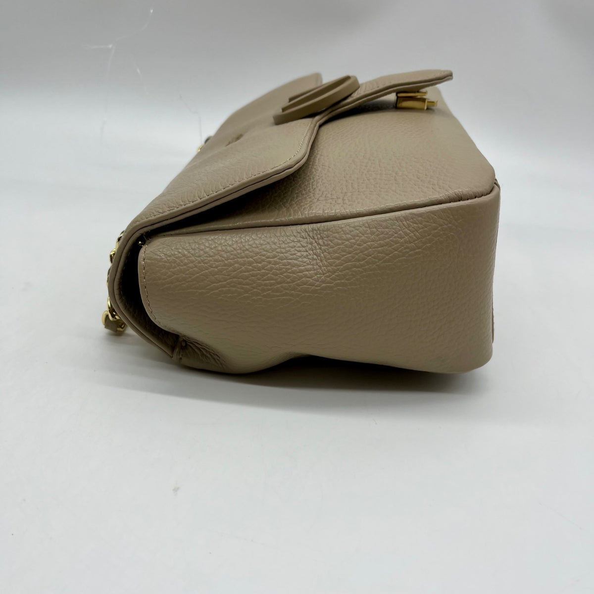 Valentino Mario Taupe Pebbled Leather Shoulder Bag