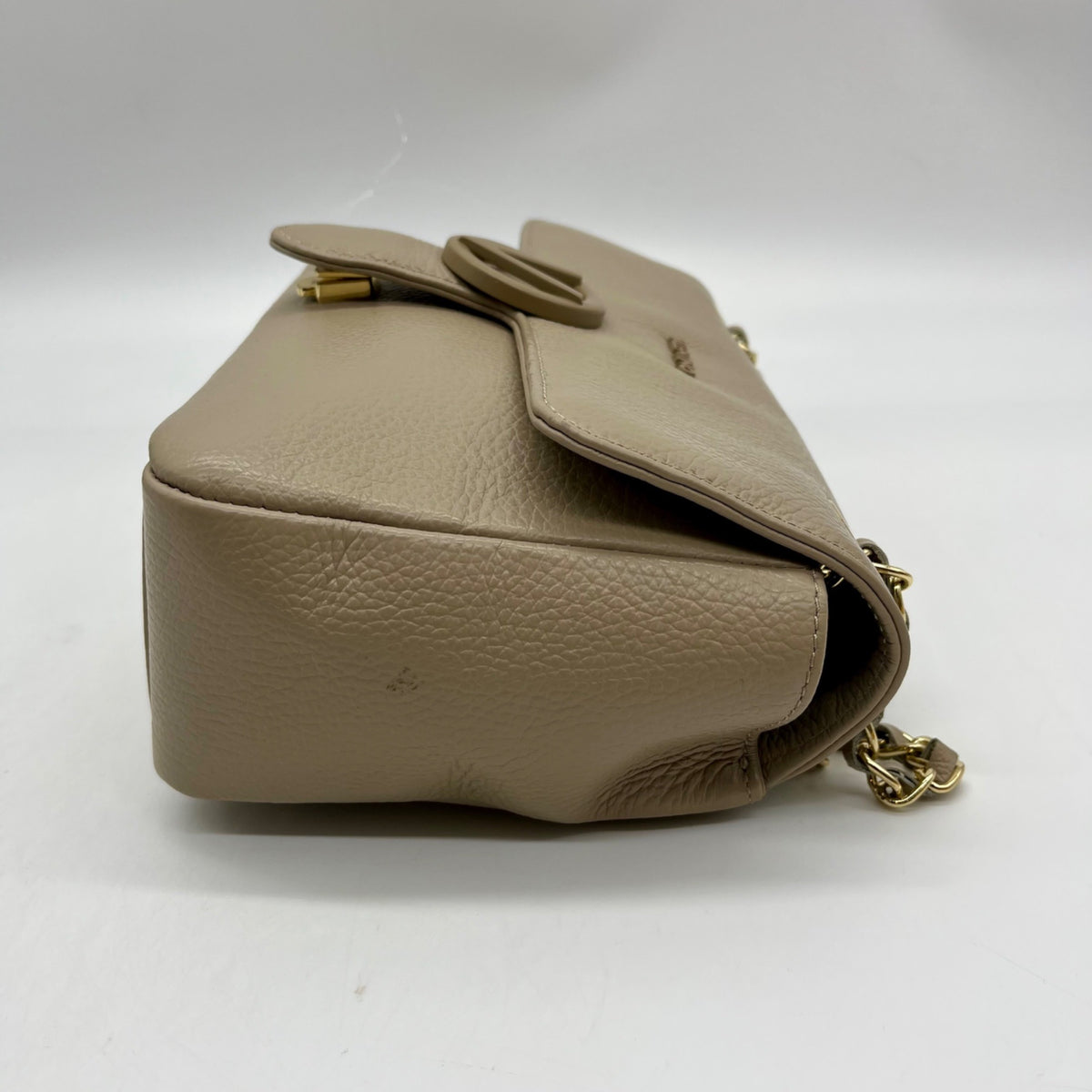 Valentino Mario Taupe Pebbled Leather Shoulder Bag