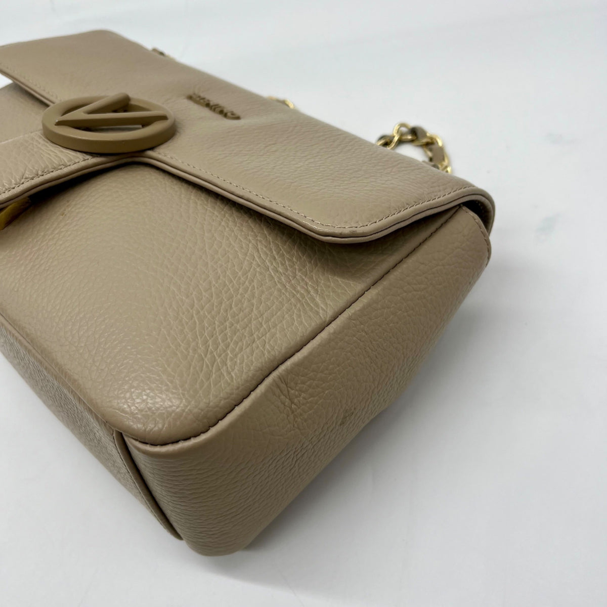 Valentino Mario Taupe Pebbled Leather Shoulder Bag