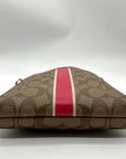 Coach Brown Coated Canvas Signature Pink Stripe Swingpack Bag