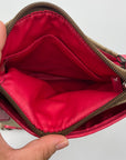 Coach Brown Coated Canvas Signature Pink Stripe Swingpack Bag