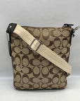 Coach Legacy Tan Signature Jacquard Swing Pack Crossbody Bag
